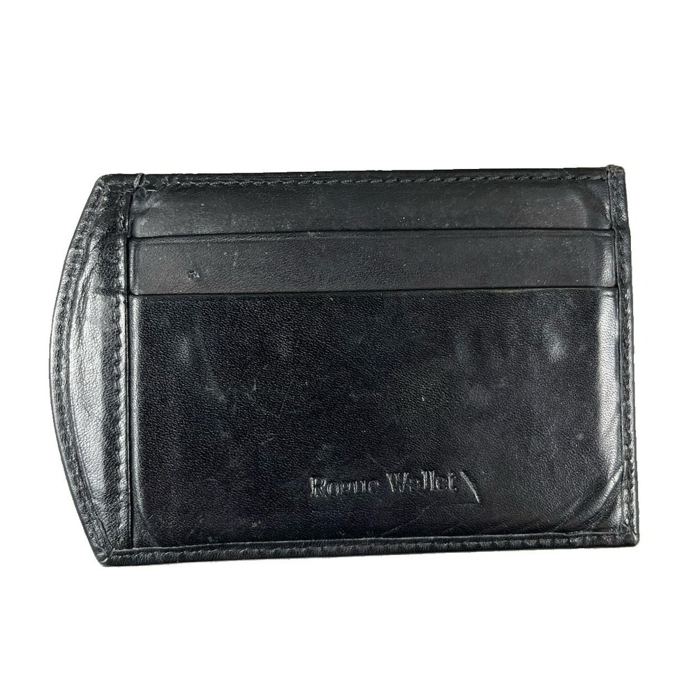 Wallet by Rogue Wallet Co Genuine Black Leather with Red stripe Magnetic